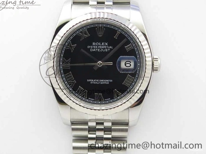 Dial Bracelet Markers Edition SH3135 116234 Roman on Black DateJust SS Jubilee 1:1 36 904L Steel Best ARF V3 0117